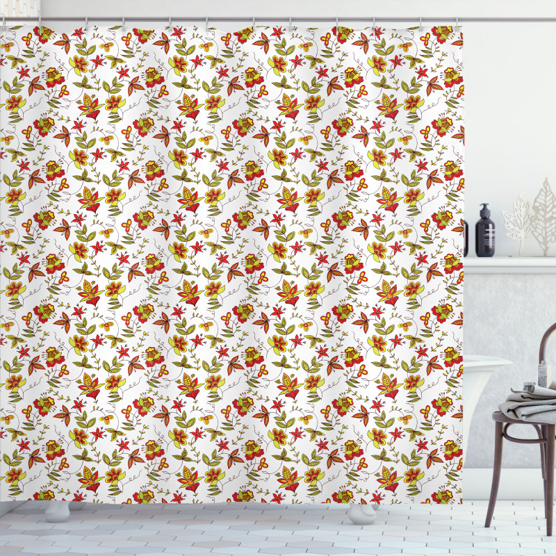 Vintage Fall Flowers Shower Curtain
