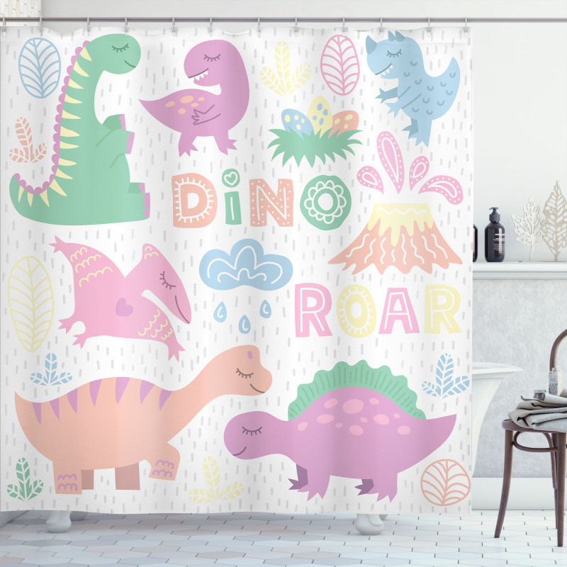 Baby T-Rex Nursery Theme Art Shower Curtain