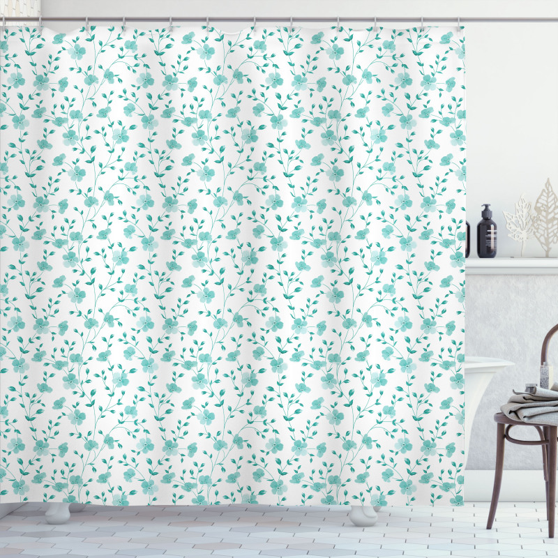 Pattern with Flower Stem Shower Curtain
