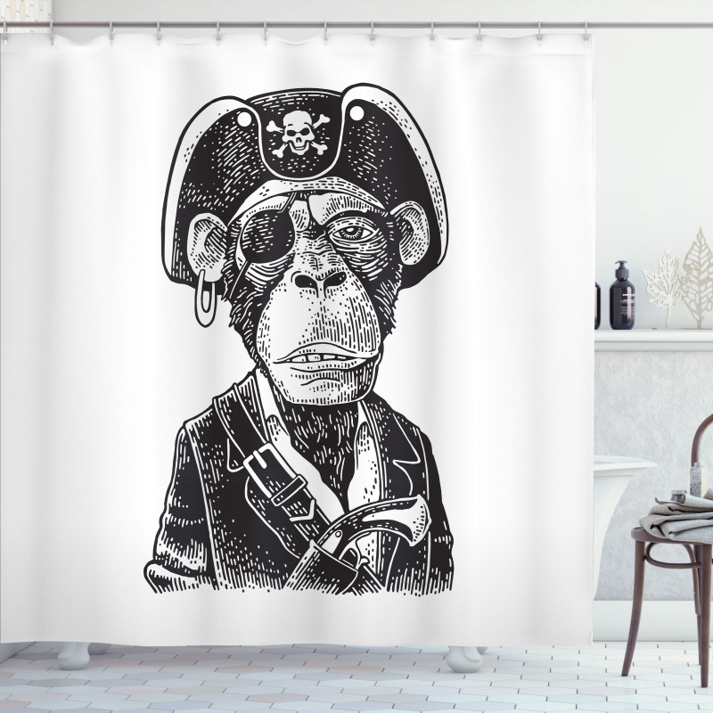 Pirate Monkey Portrait Art Shower Curtain