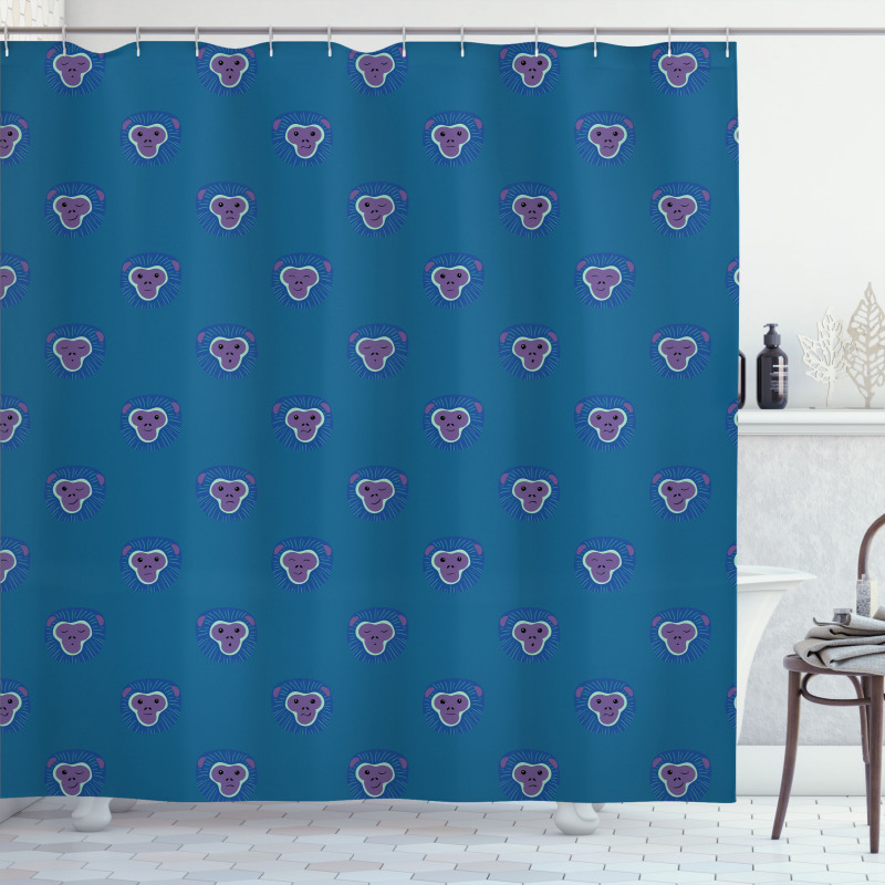 Pattern of Funny Ape Faces Shower Curtain