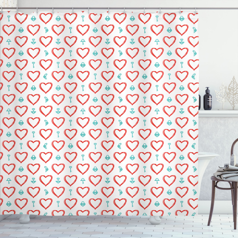 Love Keys Locks Shower Curtain