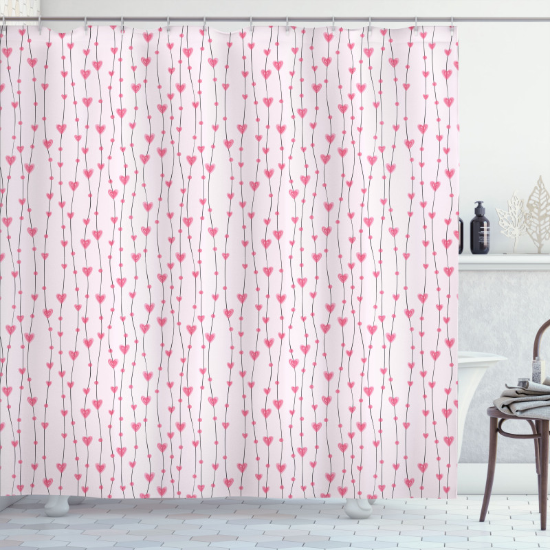 Curvilinear Heart Shower Curtain