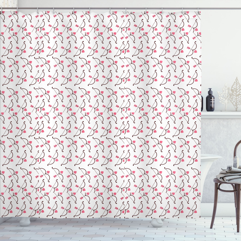 Love Arrows Motif Shower Curtain