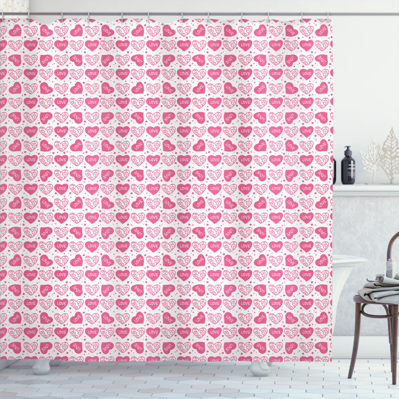 Floral Love Heart Shower Curtain