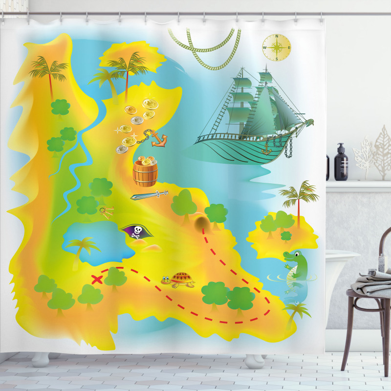 Map of a Treasure Island Shower Curtain