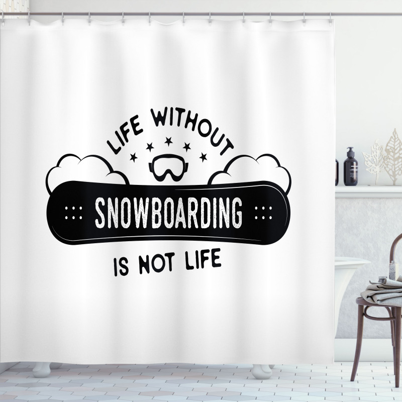 Snowboarding Calligraphy Shower Curtain