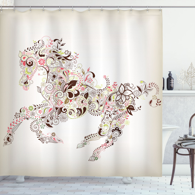 Floral Horse Paisley Shower Curtain