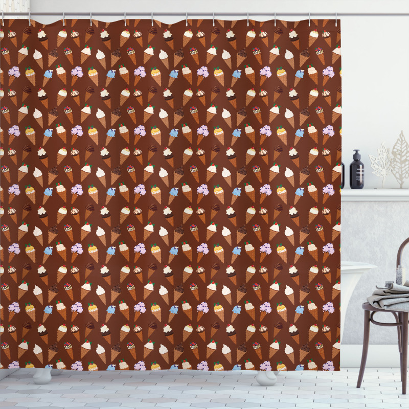 Delicious Scoops on Cones Shower Curtain