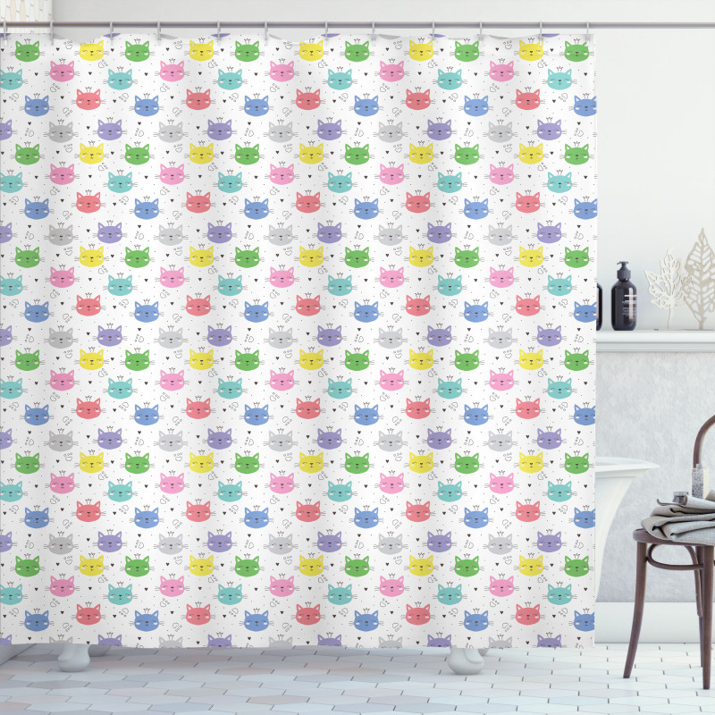 Colorful Princess Cats Shower Curtain