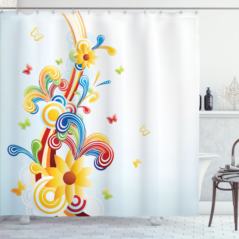 Funky Vertical Wave Shower Curtain