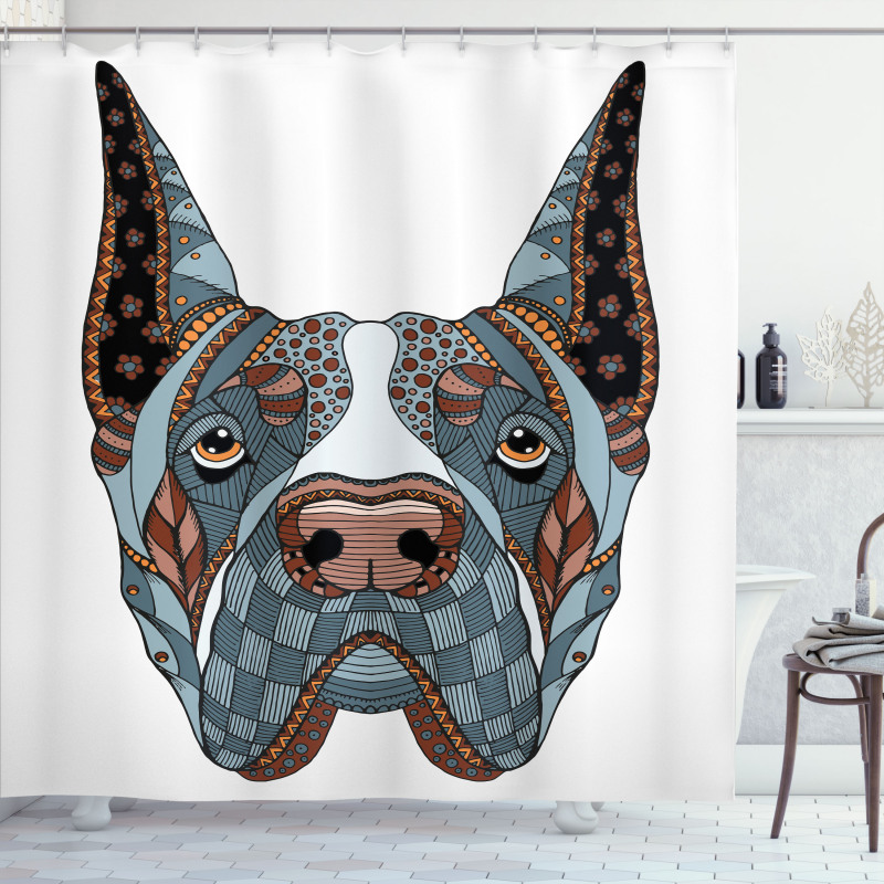 Floral Zentangle Dog Shower Curtain