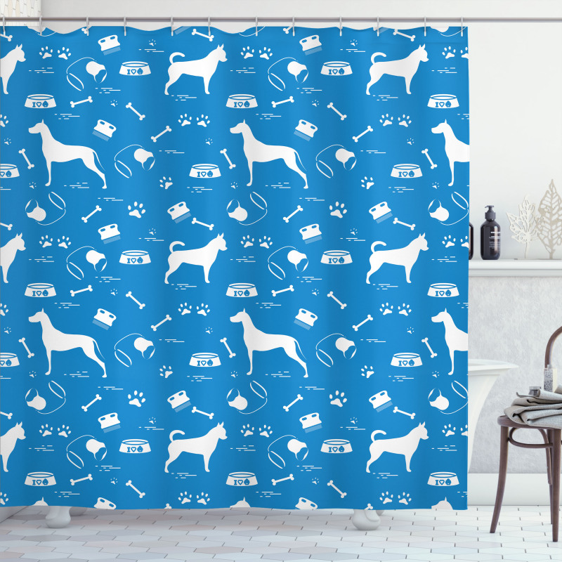 Dogs and Items Shower Curtain