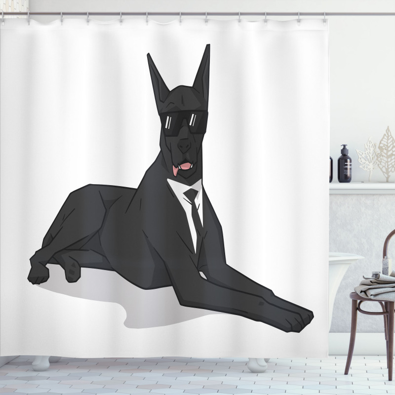 Humorous Dog in Suit Shower Curtain