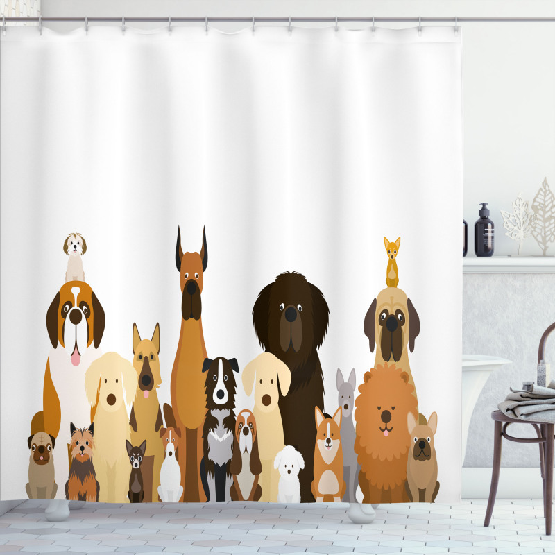 Various Breeds Funny Posing Shower Curtain