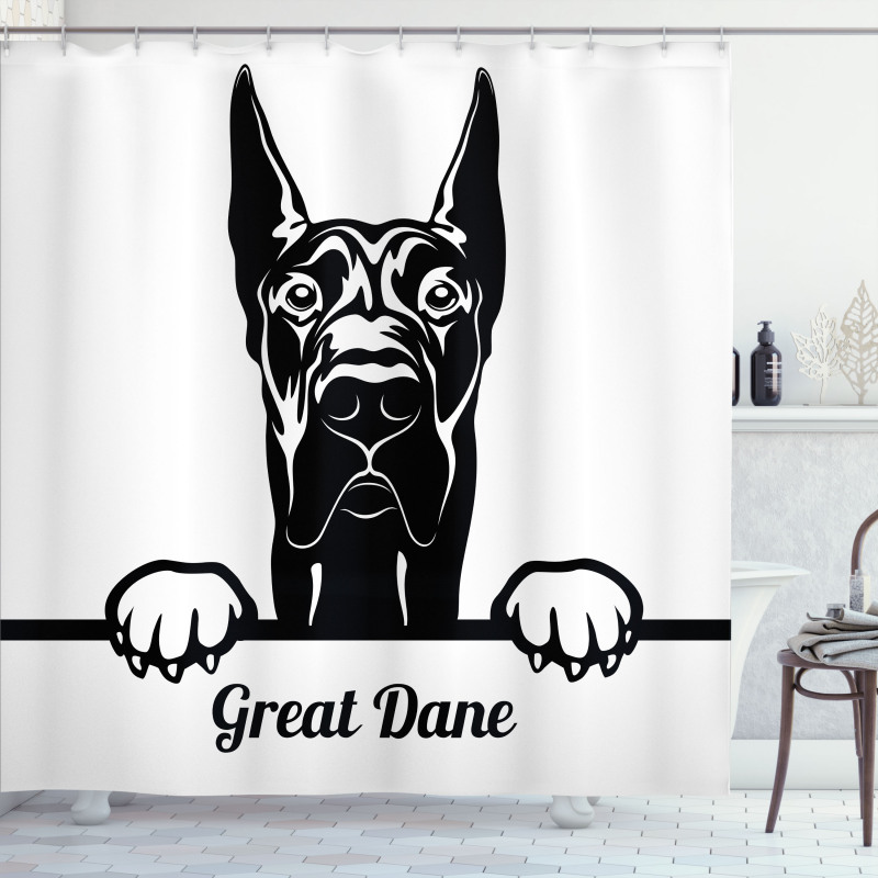 Peeking Big Breed Dog Shower Curtain