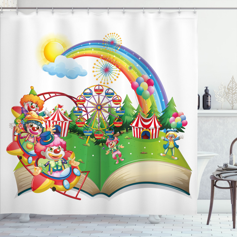 Rainbows and Clowns Shower Curtain