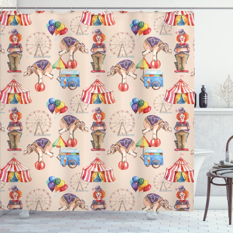 Watercolor Circus Art Shower Curtain