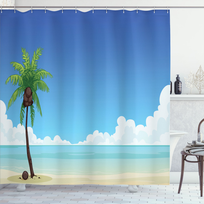 Exotic View Tree and Coconuts Shower Curtain