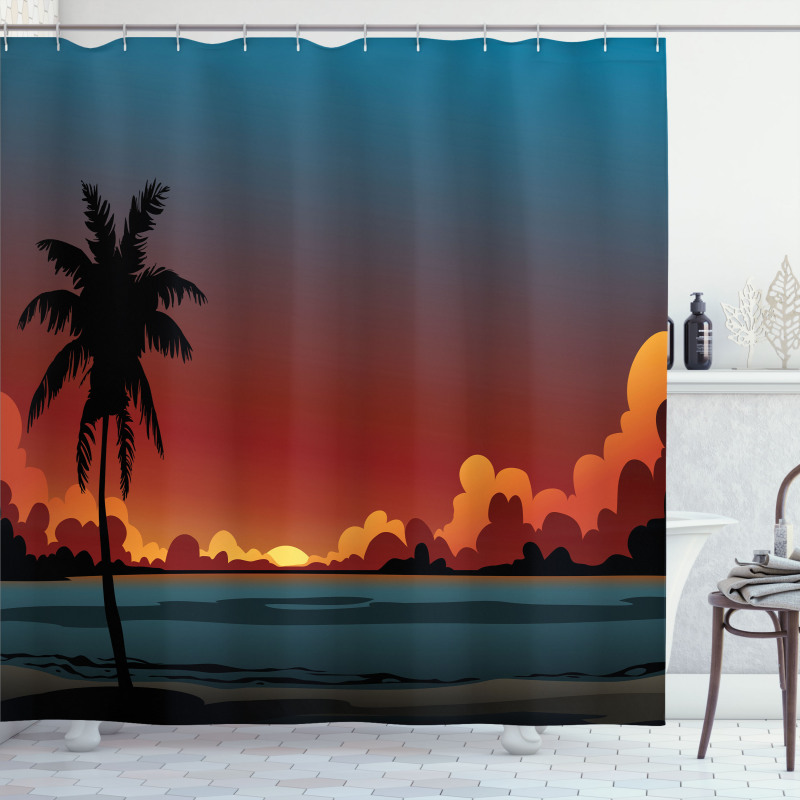 Dramatic Sunset Scene Pattern Shower Curtain