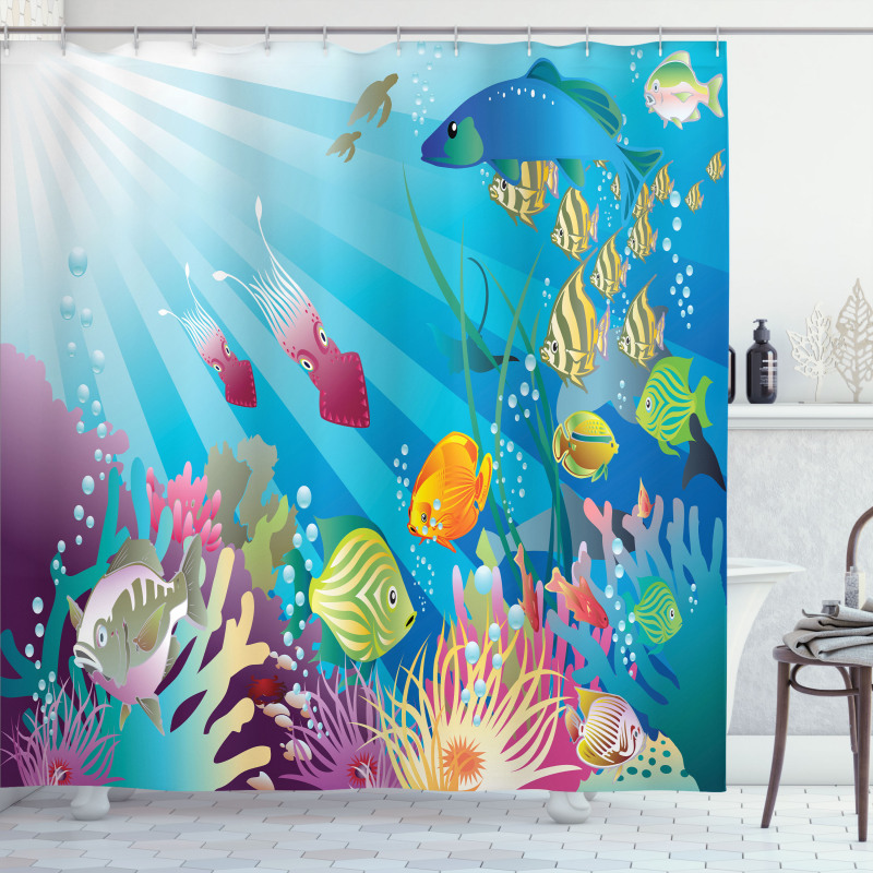 Fish Species in the Sea Shower Curtain