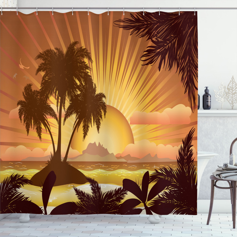 Digital Graphics Sunset Scene Shower Curtain