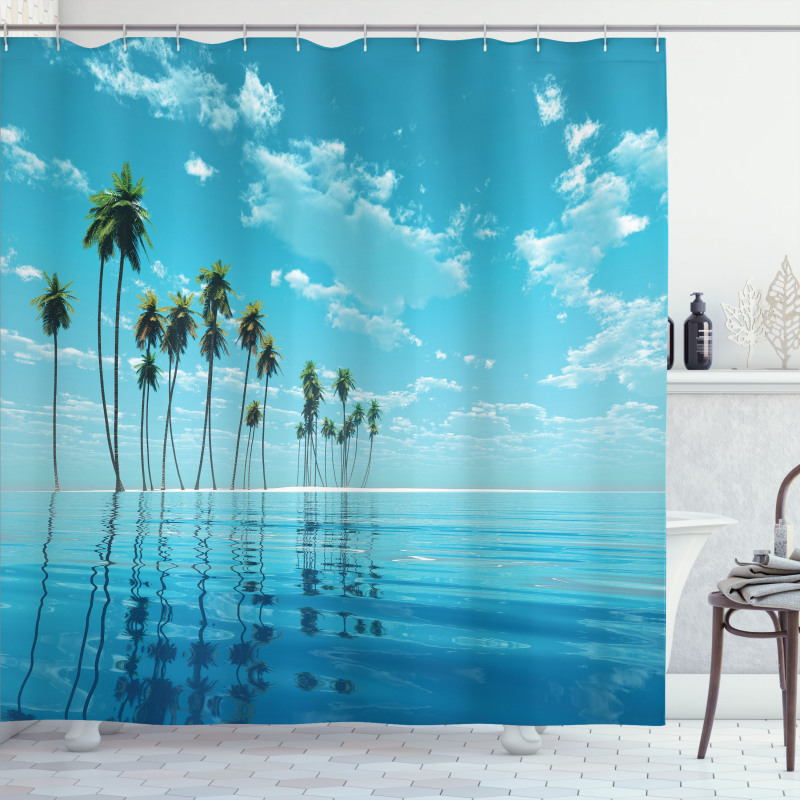 Long Coconut Trees Still Water Shower Curtain