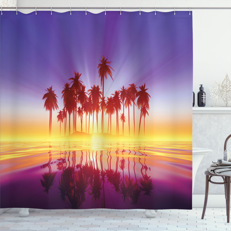 Dramatic Background Palm Trees Shower Curtain