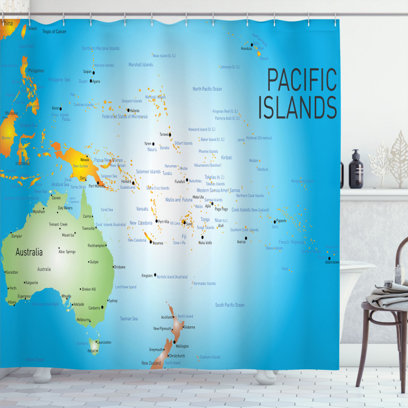 Pacific Islands Informational Shower Curtain