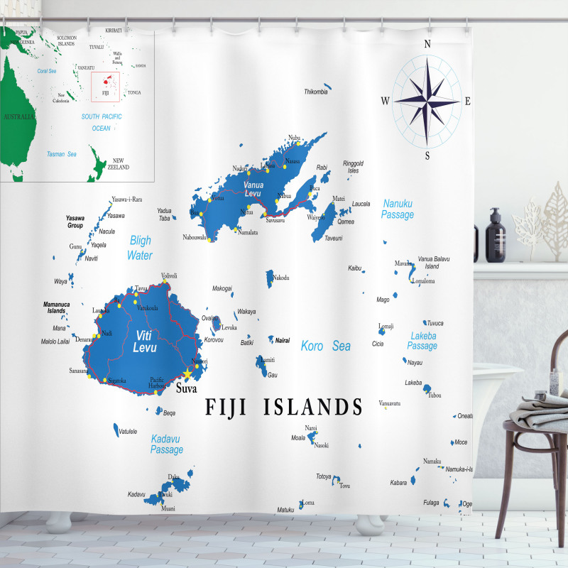 Mapping with Names Written Shower Curtain