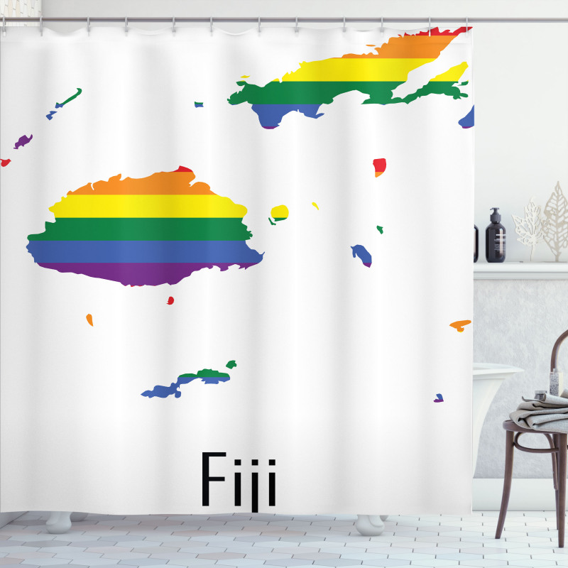 Rainbow Map Design Wording Shower Curtain