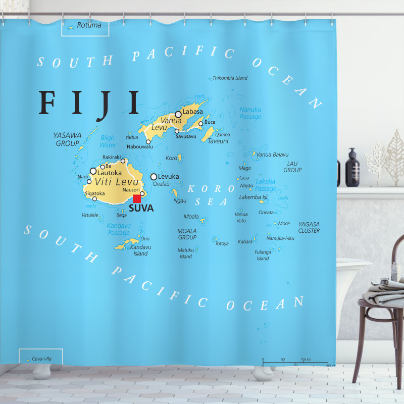 Political Map Capital Suva Shower Curtain