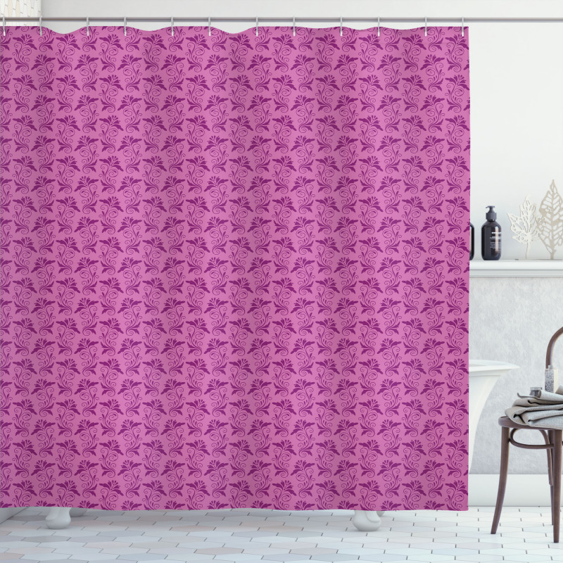 Monochrome Curvy Floral Art Shower Curtain