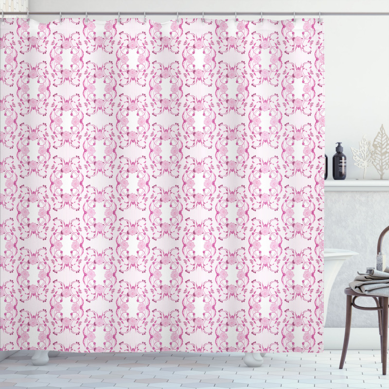 Delicate Striped Floral Shower Curtain