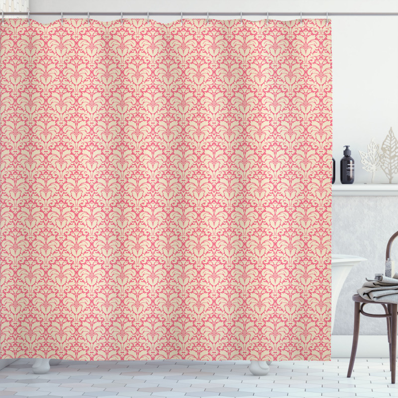 Monochrome Flower Leaves Shower Curtain