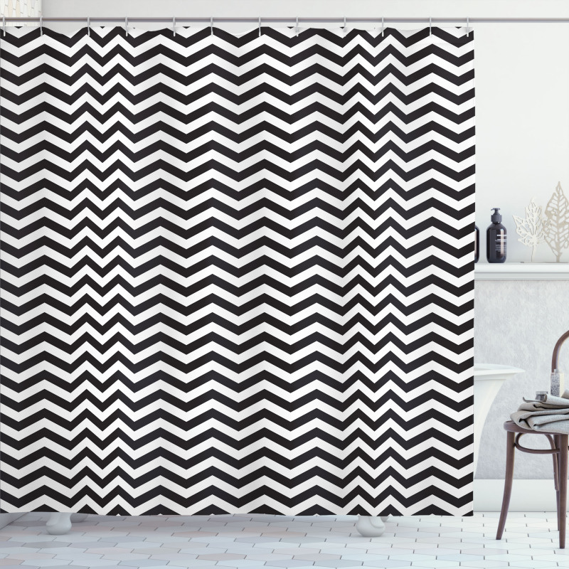 Abstract Quirky Zigzag Shower Curtain