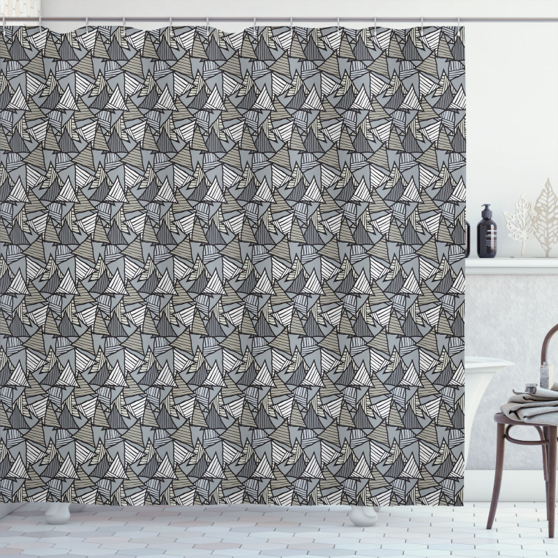 Hatched Triangles Shower Curtain