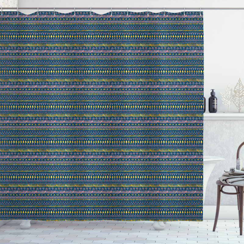 Zigzags Drops Spots Shower Curtain