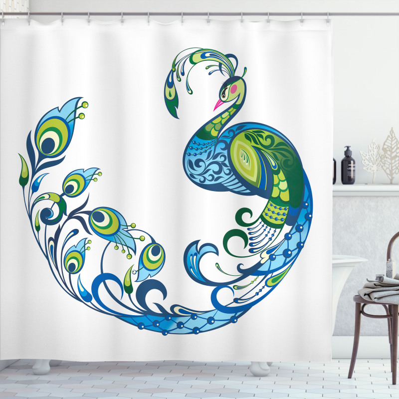 Colorful Peacock Tropic Shower Curtain
