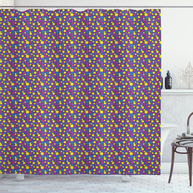 Vibrant Small Big Squares Shower Curtain