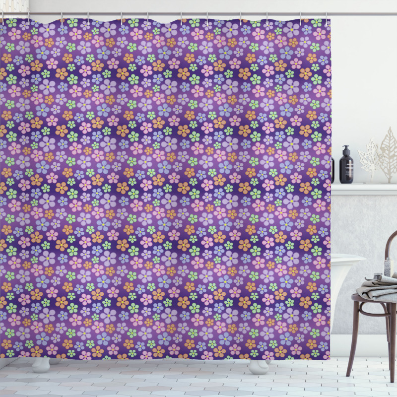 Graphical Flower Elements Shower Curtain