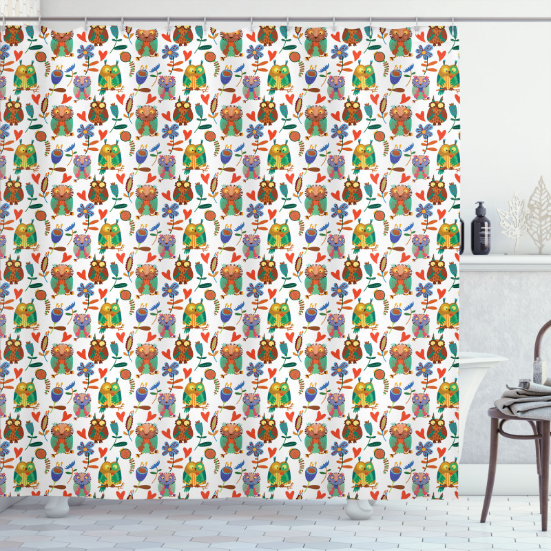 Cheerful Birds Flowers Shower Curtain