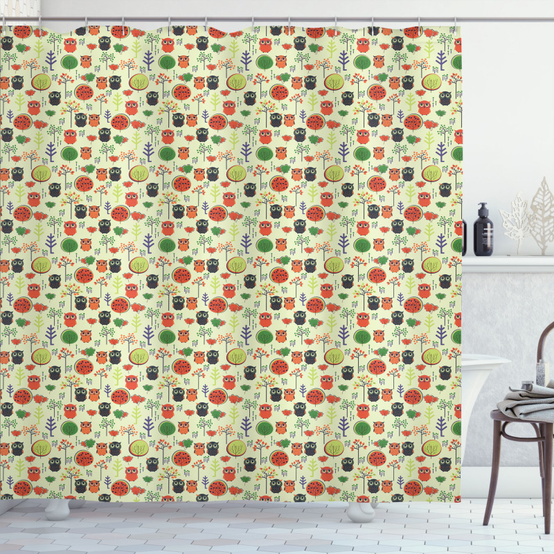 Birds Trees and Plants Shower Curtain