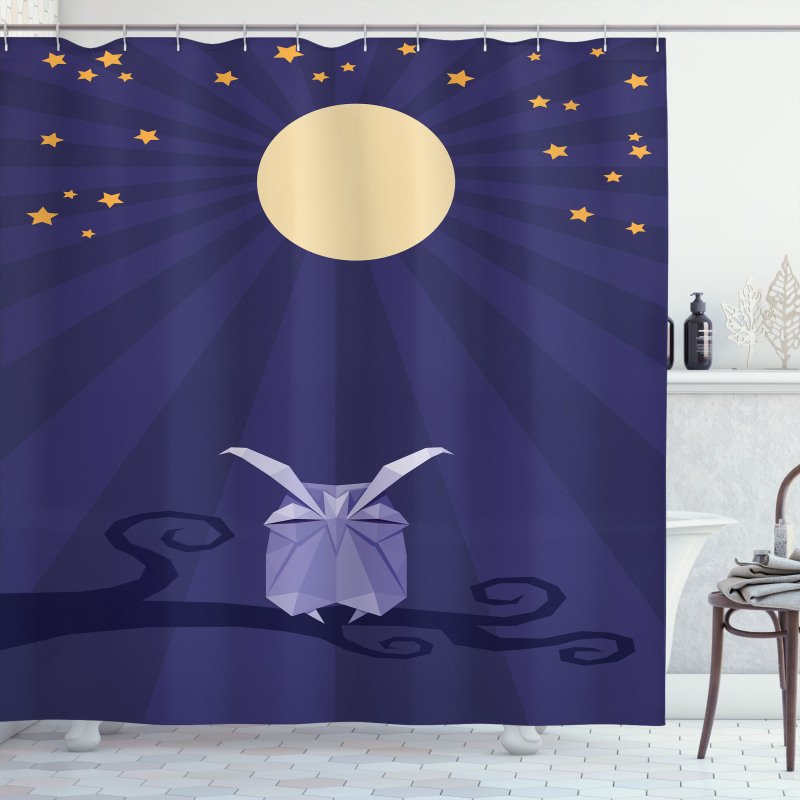 Origami Bird at Night Shower Curtain