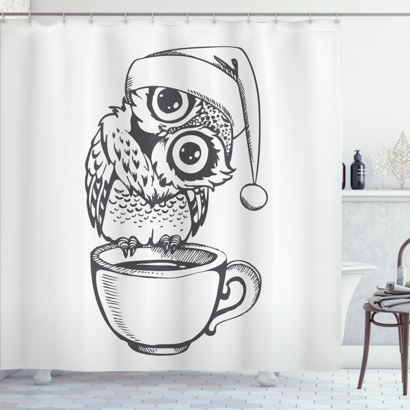 Baby Bird on Coffee Cup Shower Curtain