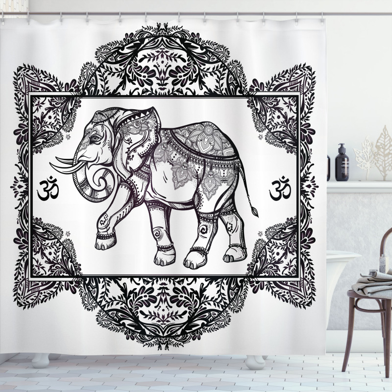 Bohemic Floral Elephant Shower Curtain