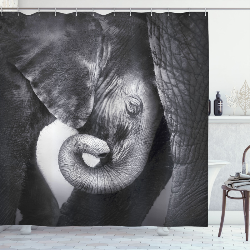 Elephant Mother and Baby Shower Curtain
