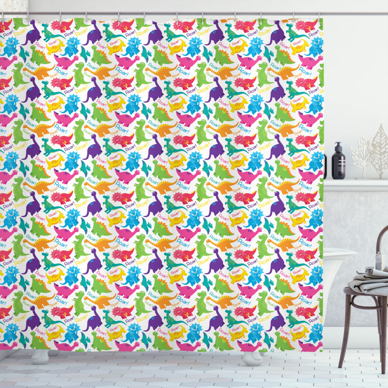 Wild Dinosaur Cartoon Shower Curtain