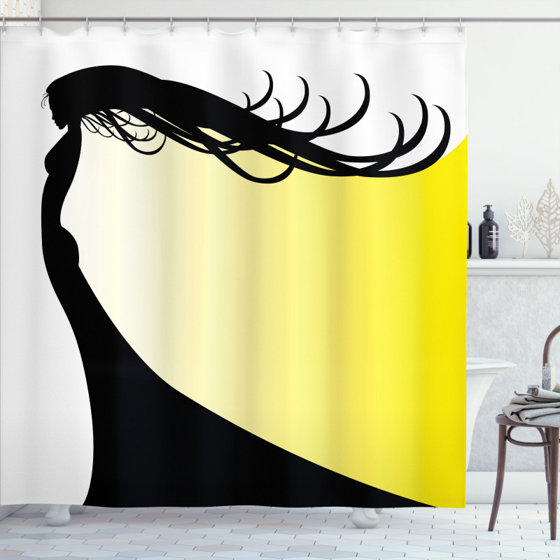 Hair Whip Woman Shade Shower Curtain