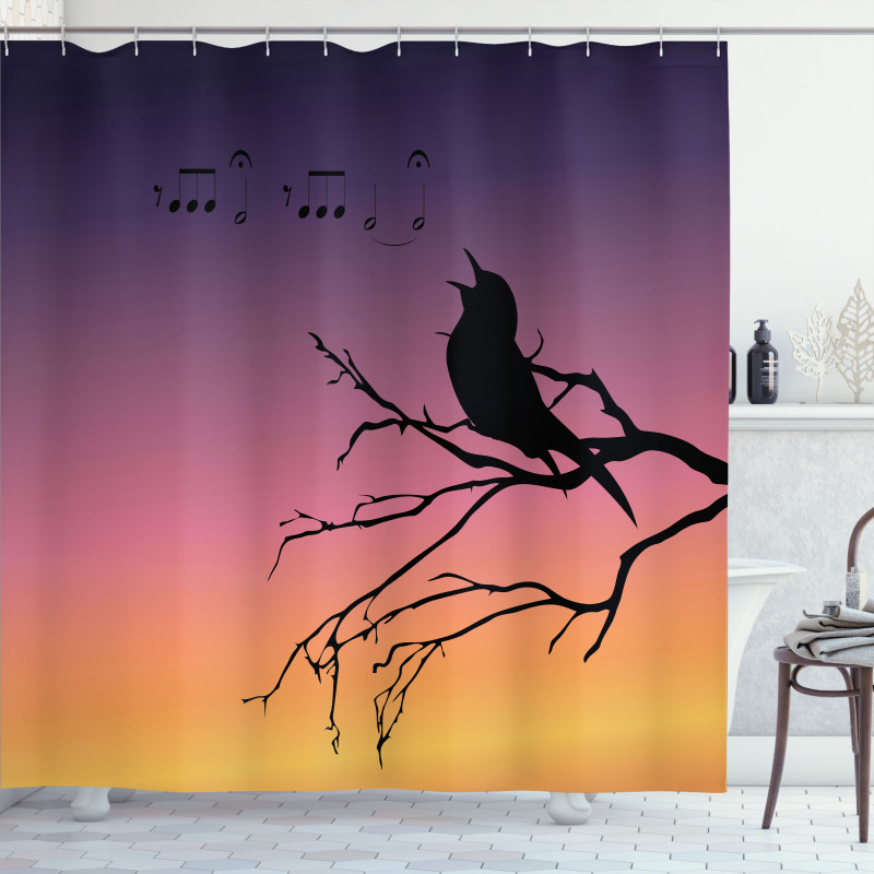 Gradient Sunrise Bird Shower Curtain